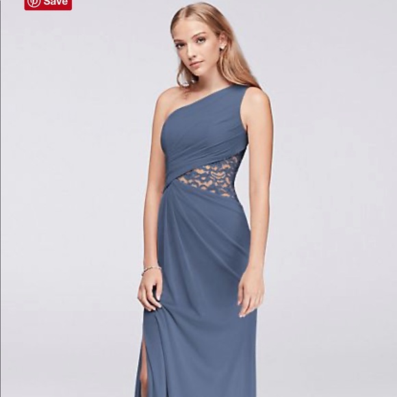David's Bridal Dresses & Skirts - NWOT David’s Bridal One Shoulder mesh dress w/lace